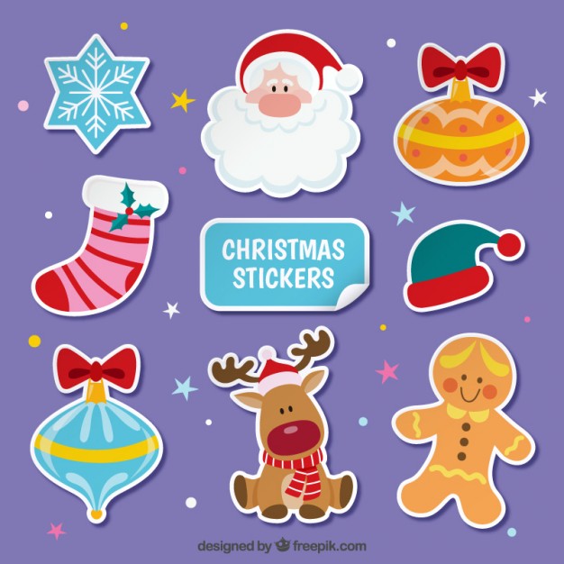 626x626 Flat Christmas Stickers Set Vector Free Download