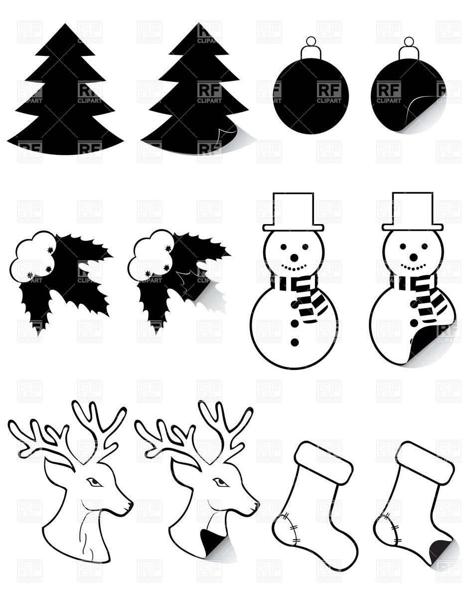 933x1200 Set Of Christmas Stickers Vector Image Of Design Elements
