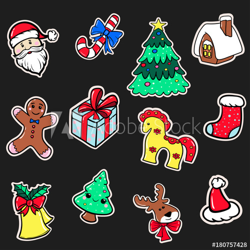 500x500 Set Of Christmas Stickers Vector