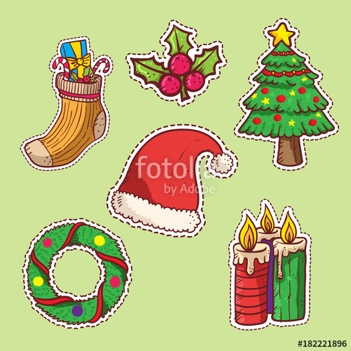 500x500 Set Of Christmas Stickers Vector Stock Image And Royalty Free