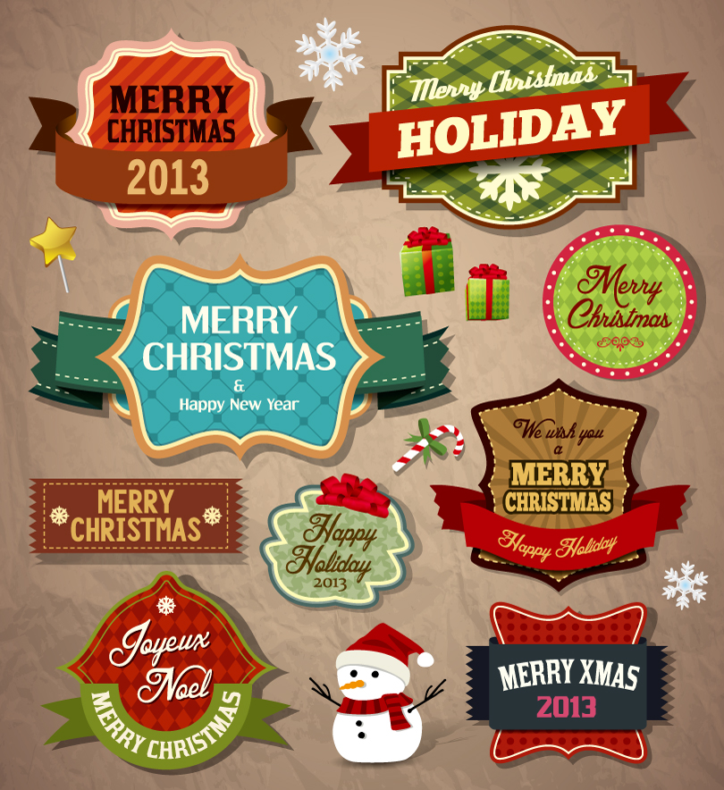810x884 Christmas Holiday Beautifully Stickers Vector Free Vector