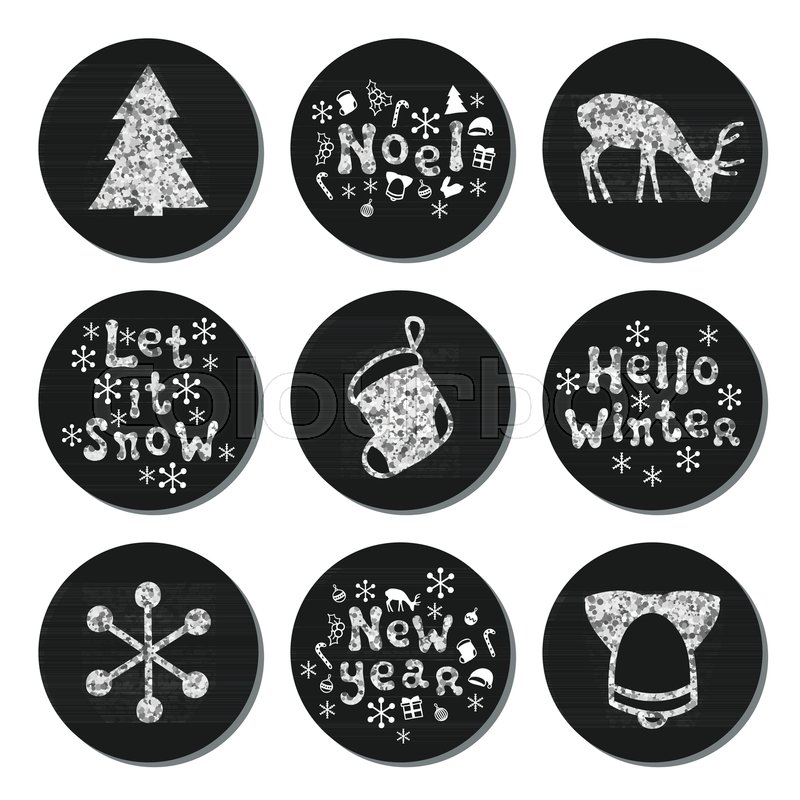 800x800 Christmas New Year Silver Gift Round Stock Vector Colourbox