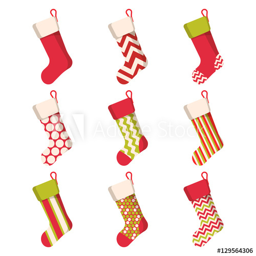 500x500 Christmas Stocking Set Isolated On White Background Holiday Santa