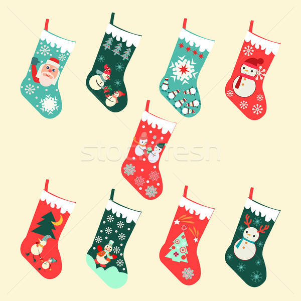 600x600 Cute Set Of Cartoon Christmas Socks Vector Illustration Svetlana