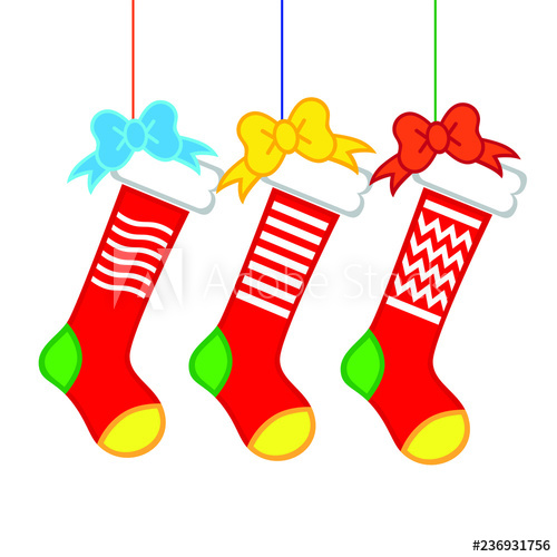 500x500 Christmas Stocking Vector Isolated Illustration On White