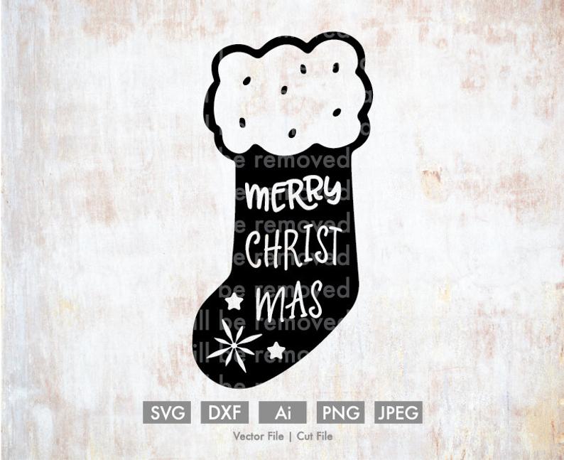 794x647 Christmas Stocking Vectorcutting Silhouette Cricut Etsy