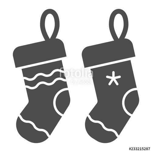 500x500 Christmas Socks Solid Icon Two Stuffer Socks Vector Illustration