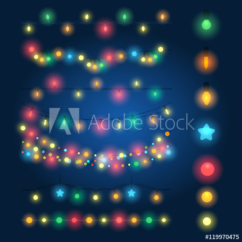 500x500 Christmas String Lights Vector Illustration Fairy Xmas Hanging