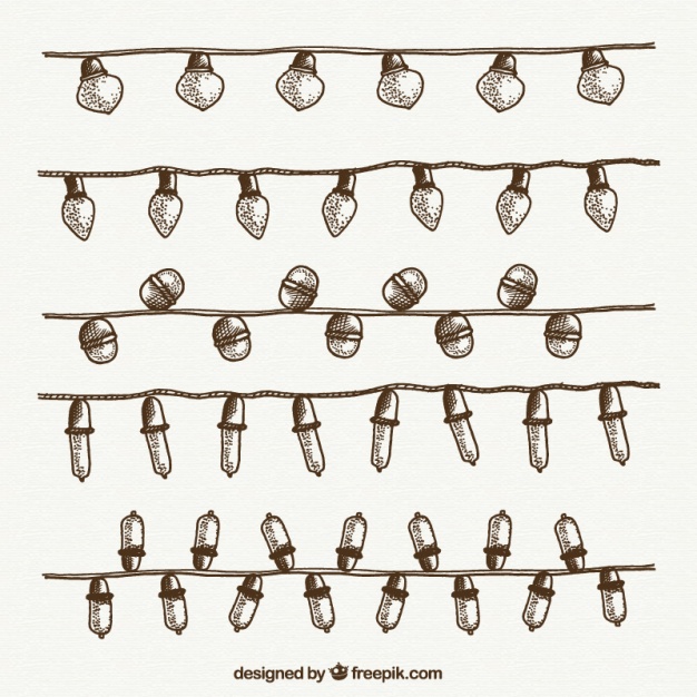 626x626 Sketches Of Christmas String Lights Vector Free Download