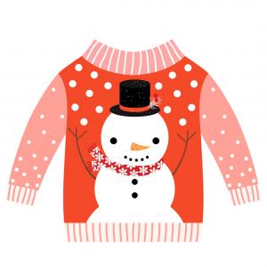 300x300 Cute Ugly Red Christmas Sweater With Snowman Vector Hoodamathrun