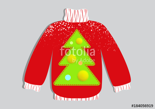 500x354 Cute Ugly Christmas Sweater Vector, Sweater Party Poster