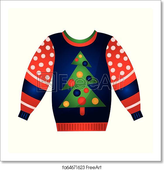 561x581 Free Art Print Of Beautiful Cute Christmas Sweater With Festive