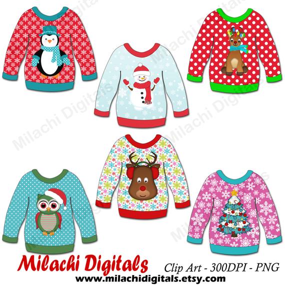 570x570 Ugly Christmas Sweater Clipart Christmas Clipart Vector Etsy
