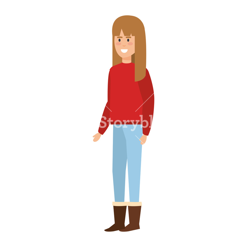 1000x1000 Woman With Christmas Sweater Vector Illustration Design Royalty