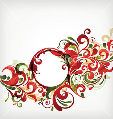 380x400 Floral And Decorative Christmas Swirls Background Vector