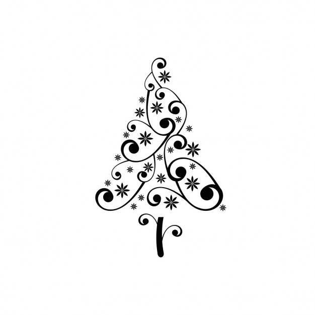 626x626 Ornamental Christmas Tree With Swirls Vector Free Download