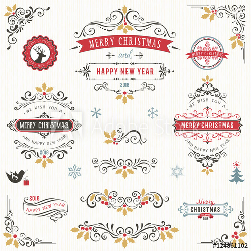 500x500 Ornate Vintage Merry Christmas Collection With Swirls