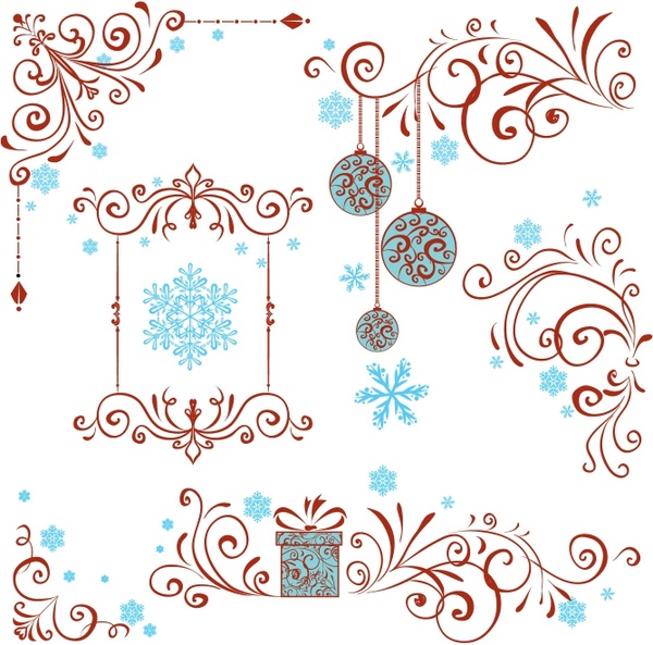 600x593 Christmas Ornate Swirl Free Vector In Adobe Illustrator