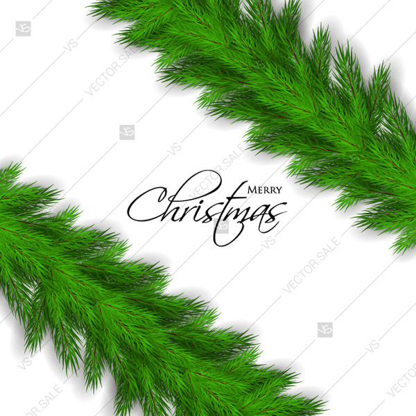 600x600 Merry Christmas Greeting Card With Green Fir Tree Branch Vector