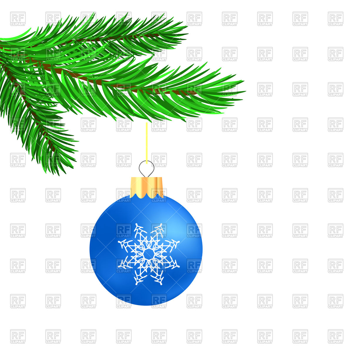 1200x1200 Blue Glass Ball On Christmas Tree Branch Vector Image Of Holiday