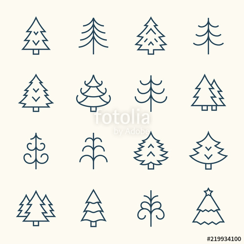 500x500 Christmas Tree Line Icons Stock Image And Royalty Free Vector