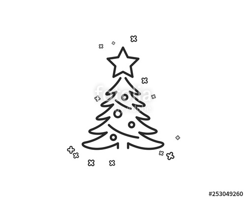 500x405 Christmas Tree Present Line Icon New Year Spruce Sign Fir Tree