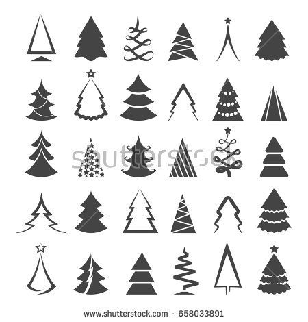 450x470 Simple Christmas Tree Icons Isolated On White Background Vector