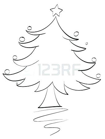340x450 Line Drawing Christmas Tree