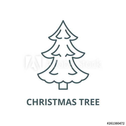 500x500 Christmas Tree Line Icon, Vector Christmas Tree Outline Sign