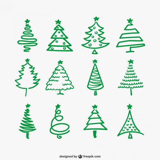 626x626 Green Christmas Trees Outlines Vector Free Download