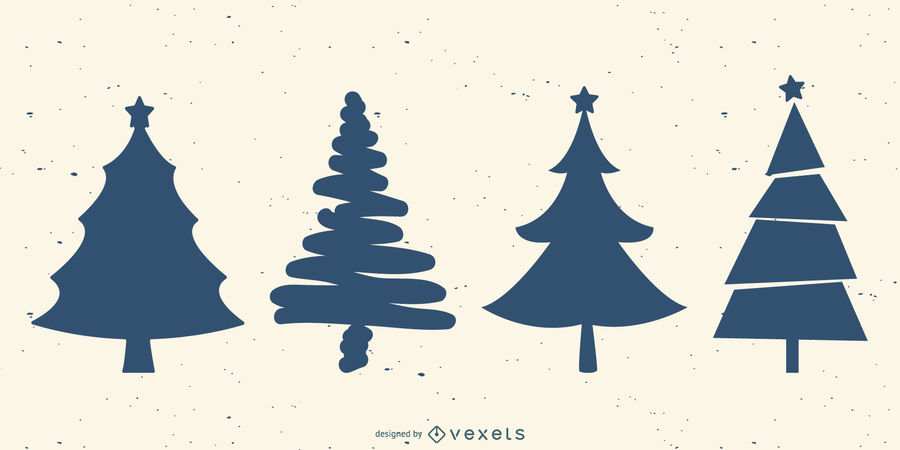 900x450 Christmas Trees Silhouette Set