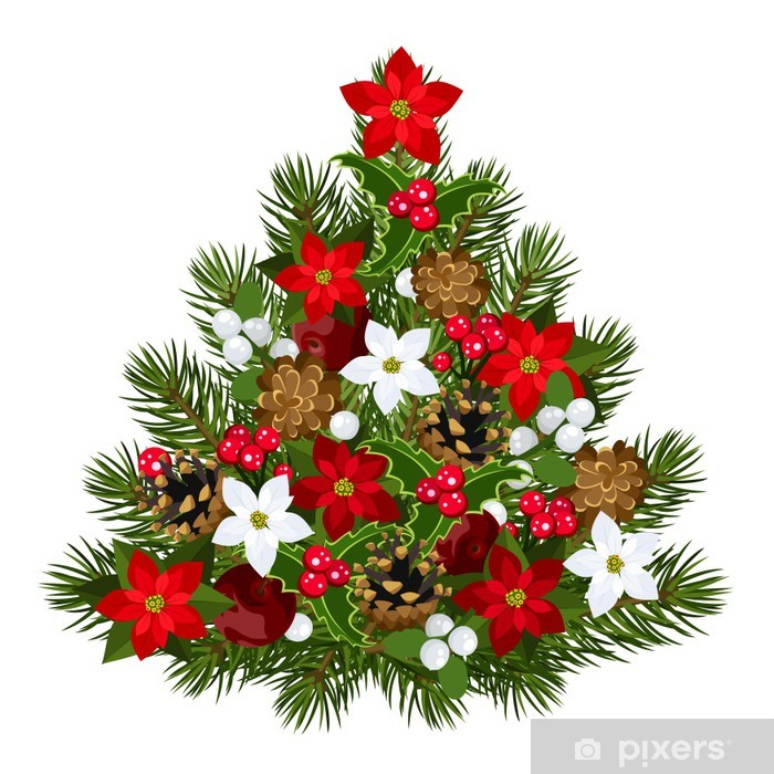 700x700 Decorative Christmas Tree Vector Illustration Wall Mural