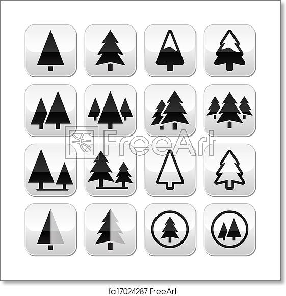 561x581 Free Art Print Of Pine Tree Vector Buttons Set Pine Trees, Forest