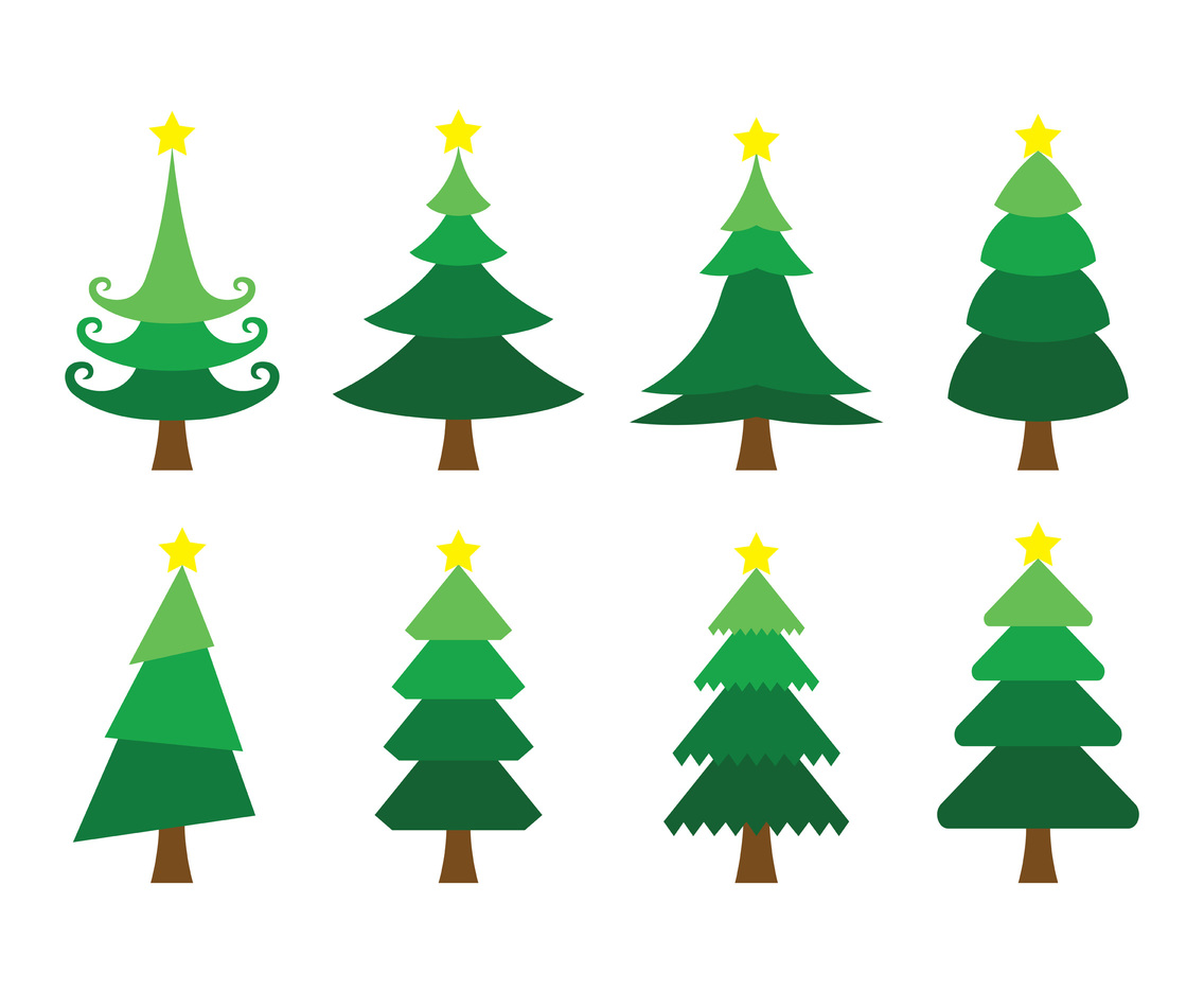 1136x936 Set Of Cartoon Christmas Tree Vector Vector Art Graphics