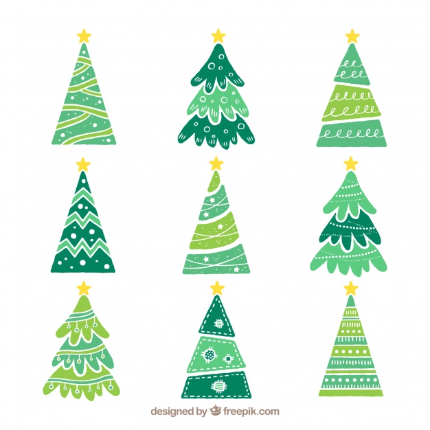626x626 Set Of Hand Drawn Christmas Trees Vector Free Download