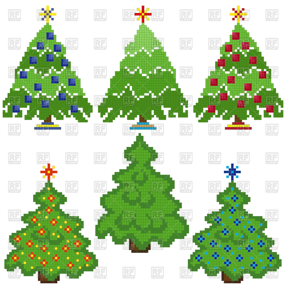 Pixel Christmas Trees With Different Decorations 1200x1200 Pixel Christmas Trees With Different Decorations