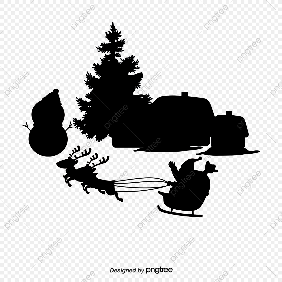 1200x1200 Black And White Christmas Tree Vector Material, Black Vector