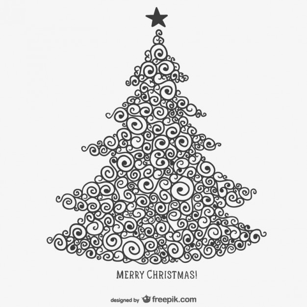 Christmas Tree Vector Black And White At Vectorified.com 