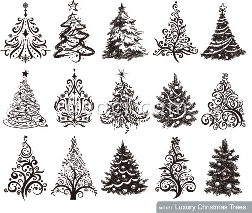 500x423 Vector Luxury Christmas Tree Pattern Design Template