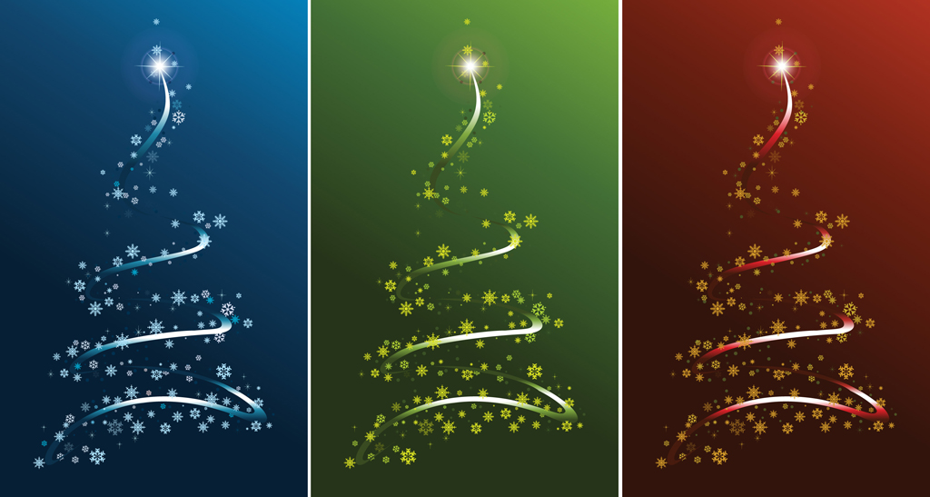 1024x547 Christmas Tree Free Vector Set