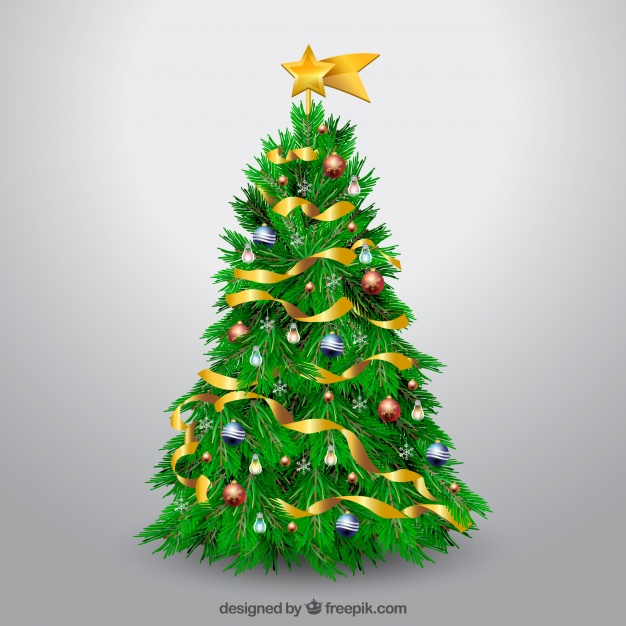 626x626 Realistic Decorated Christmas Tree Vector Free Download