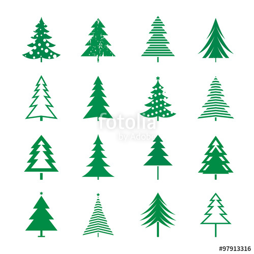 500x500 Set Of Green Christmas Tree Vector Icons Stock Image