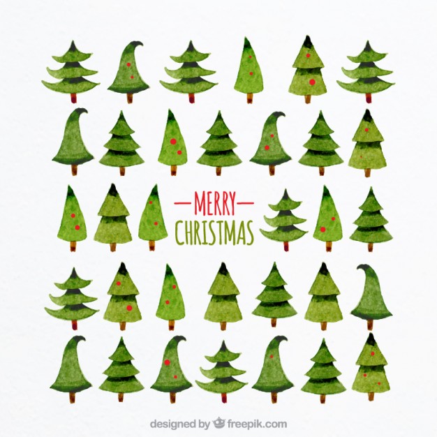626x626 Watercolor Christmas Trees Vector Free Download