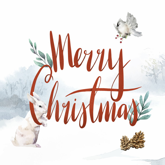 626x626 Merry Christmas Watercolor Typography Vector