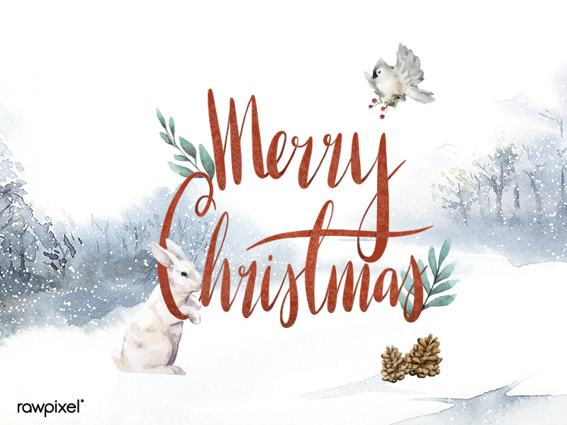 800x600 Merry Christmas Watercolor Typography Vector
