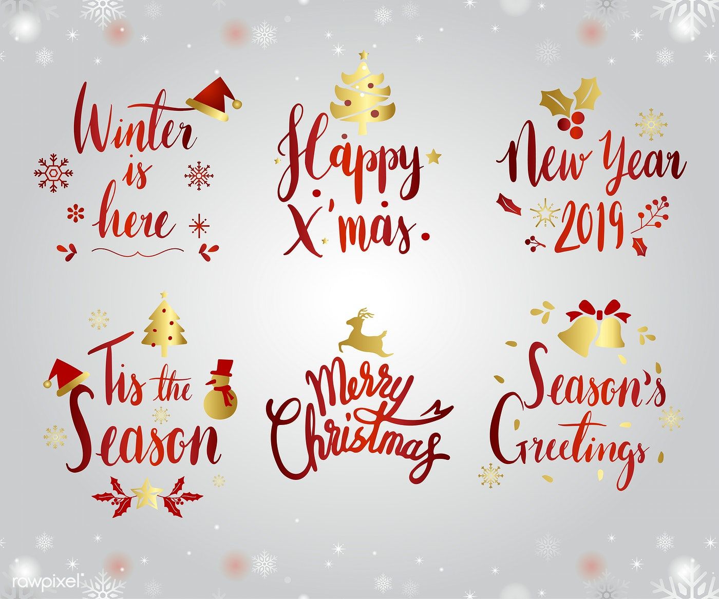 1400x1167 Set Of Christmas Typography Vector Free Image