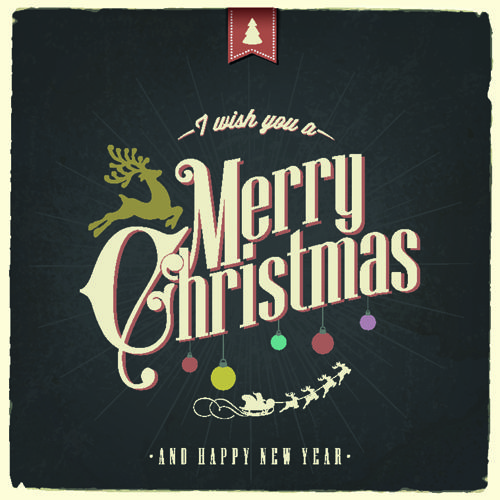 500x500 Vintage Christmas Typography Vector Background Christmas Time