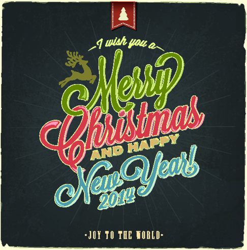 486x490 Vintage Christmas Typography Vector Background Free Vector