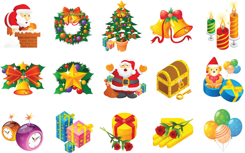 800x500 Decorative Christmas Clip Art Elements Vector Free Stock Vector