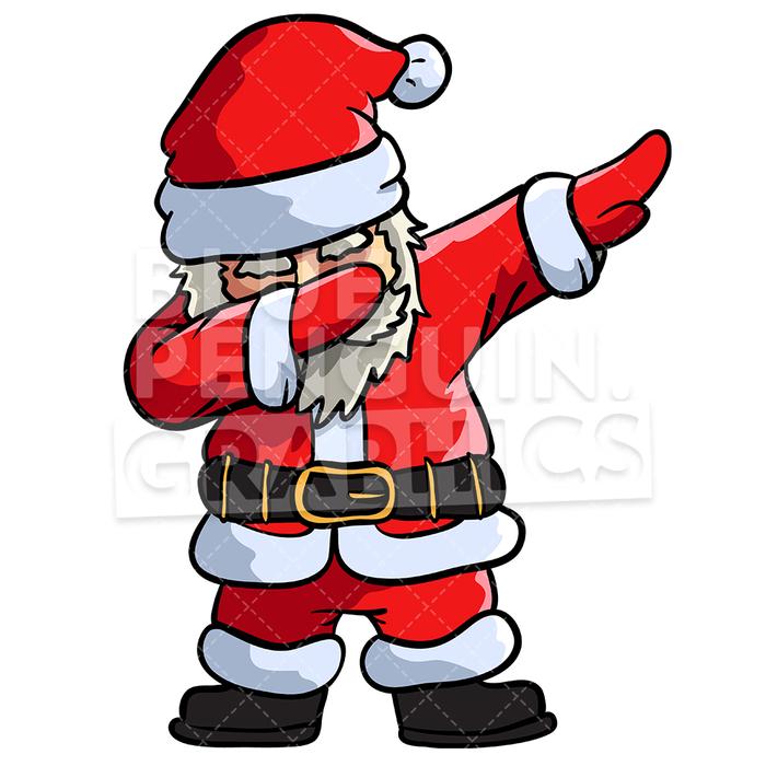 700x700 Santa Dabbing Christmas Vector Cartoon Clipart Illustration Blue